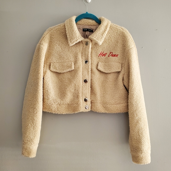 teddy jacke cropped